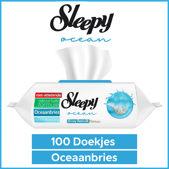 Sleepy Lingettes Nettoyantes Ocean Brise Marine 100 Feuilles – Nettoyage en Profondeur & Fraîcheur Durable