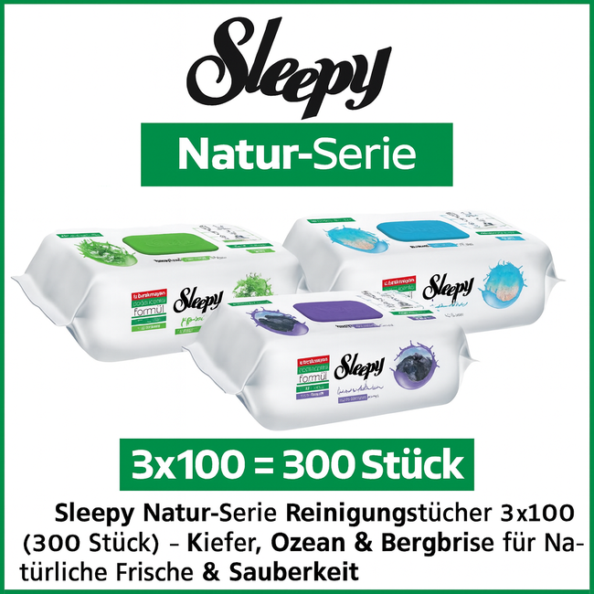 Sleepy Doğa Serisi Yüzey Temizlik Havlusu 3x100 (300 Yaprak) – Çam, Okyanus ve Dağ Esintisi ile Doğadan Gelen 3 Kat Temizlik ve Ferahlık