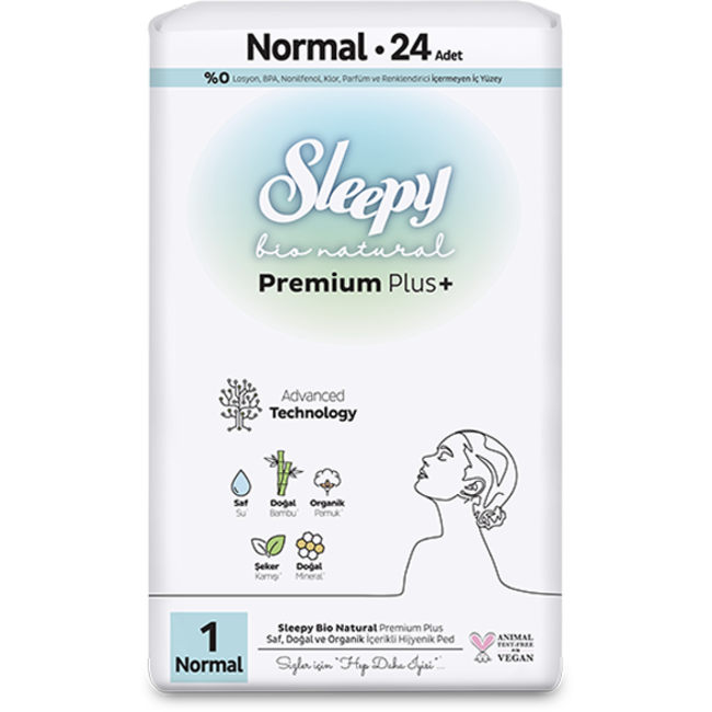 Sleepy Bio Natural Premium Plus No.1 Normal 24 Serviettes Hygiéniques – Confort Naturel et Protection Durable