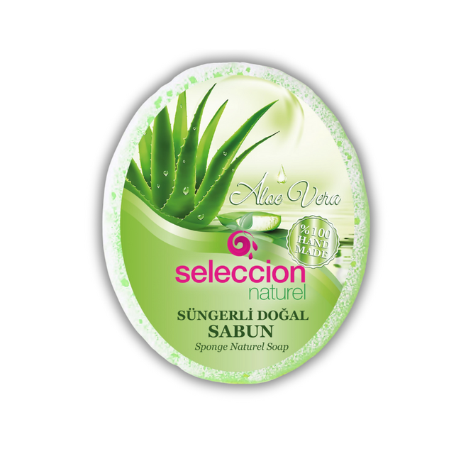 Seleccion Naturel Jabón con Esponja Aloe Vera 150 g | Jabón Natural de Origen Vegetal para una Piel Hidratada y Suave