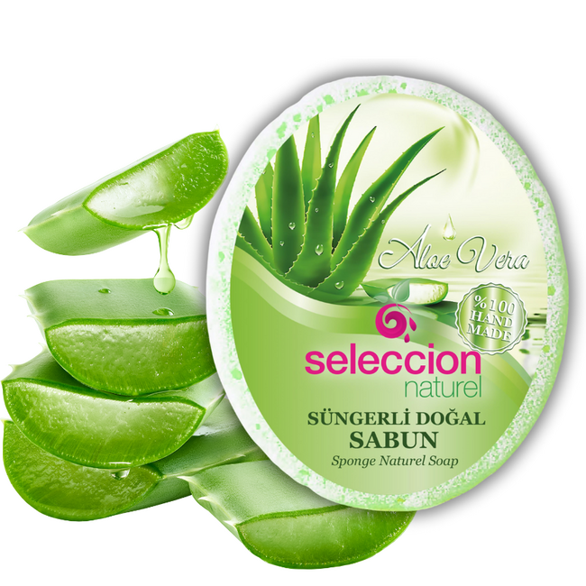 Seleccion Naturel Sponge Soap Aloe Vera 150 g | Natural Plant-Based Soap for Deep Hydration and Skin Renewal