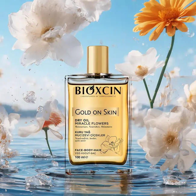 Bioxcin Gold On Skin Kuru Yağ 100 ml – Altın Bronz Işıltı, Derin Nem ve Egzotik Parfüm Etkisi