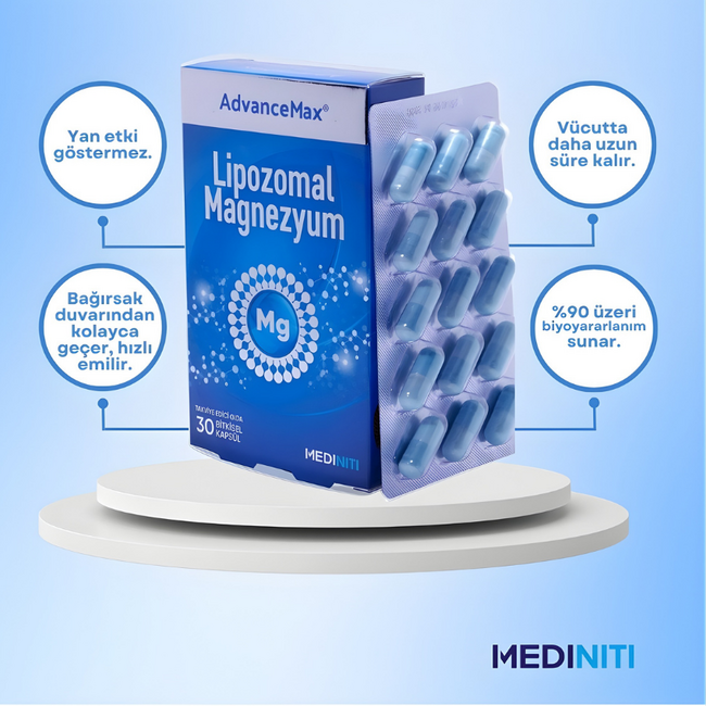 Mediniti AdvanceMax Lipozomaal Magnesium 30 Capsules – Hoogwaardige Opname met Lipozomale Technologie