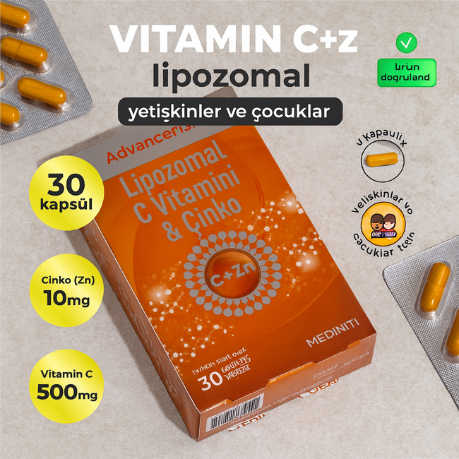 Mediniti Vitamine C & Zinc Liposomaux 30 Gélules – Haute Absorption et Soutien Immunitaire