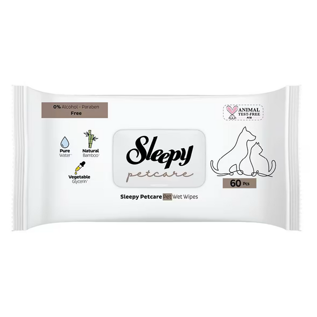 Sleepy Sleepy Petcare 60 Adet – Bitki Bazlı, Doğa Dostu Temizlik Mendilleri