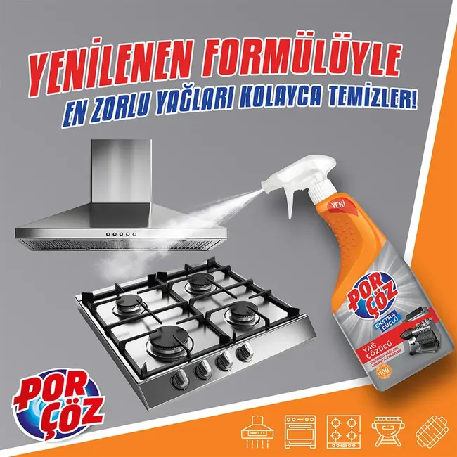 Porçöz Extra Powerful Grease Remover Spray 750 ml – Maximum Strength Against Tough Grease