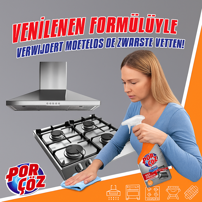 Porçöz Extra Starker Fettlöser Spray 750 ml – Maximale Reinigungskraft gegen Hartnäckiges Fett