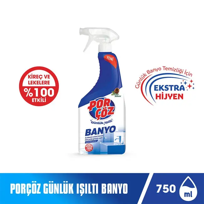 Porçöz Badreiniger mit Kiefernduft 750 ml – Gegen Kalk und Wasserflecken