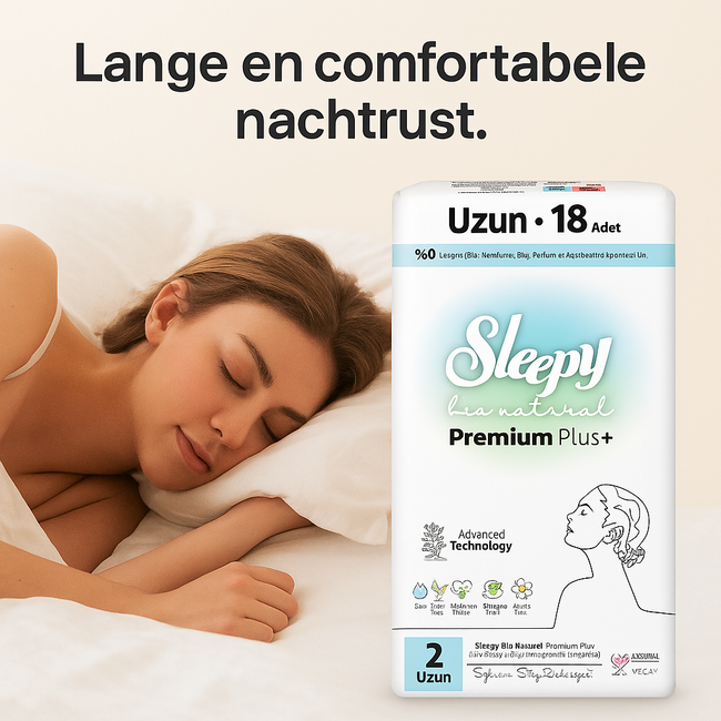 Sleepy Bio Natural Premium Plus+ No:2 Uzun 18’li Hijyenik Ped