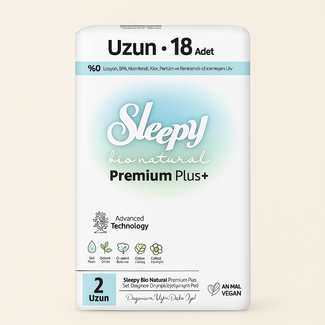 Sleepy Sleepy Bio Natural Premium Plus+ No:2 Longues – 18 Serviettes Hygiéniques