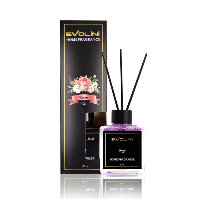 Evolini Diffuseur de Parfum 120 ml – Rose | Parfum Floral et Romantique pour la Maison