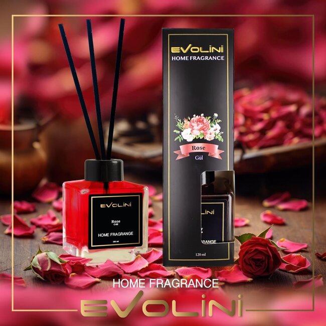 Evolini Diffuseur de Parfum 120 ml – Rose | Parfum Floral et Romantique pour la Maison
