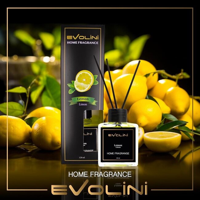 Evolini Bamboo Reed Diffuser 120 ml – Lemon | Fresh and Energizing Home Fragrance