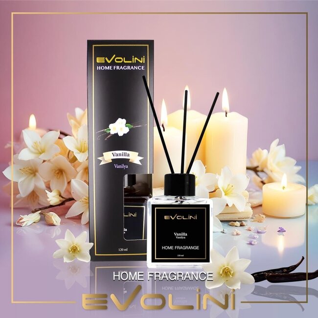 Evolini Kamergeur Vanille 120 ml – Diepe, Warme en Langdurige Vanillearoma voor Een Rustige Sfeer