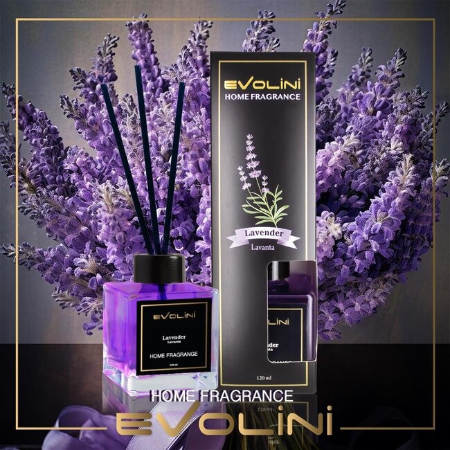 Evolini Raumduft Lavendel 120 ml – Beruhigender, Frischer und Lang anhaltender Lavendelduft für Eine Natürliche Atmosphäre