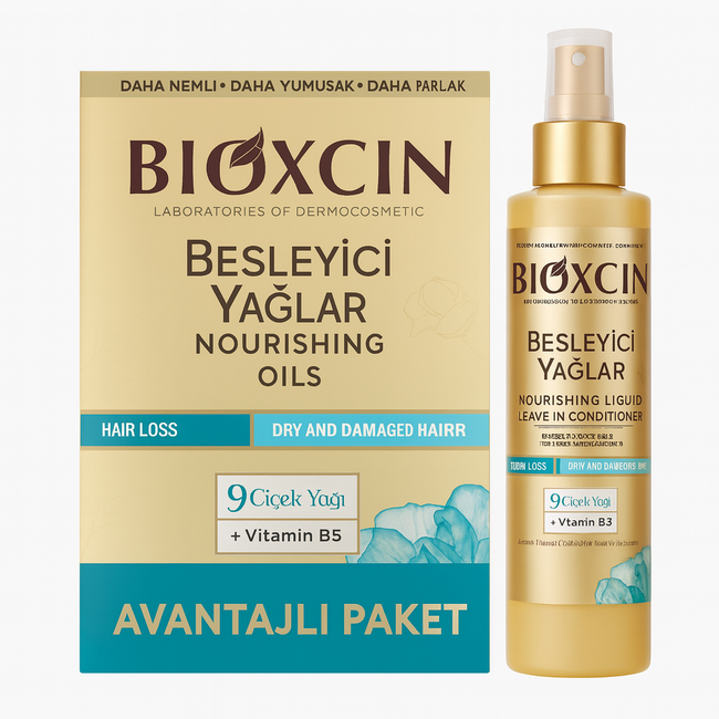 Bioxcin Shampooing Huiles Nourrissantes 300 ml + Soin Sans Rinçage Huiles Nourrissantes 200 ml