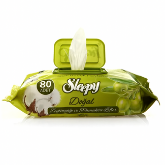 Sleepy Sleepy Doğal Zeytinyağlı ve Pamuklu Islak Bebek Havlusu 80 Yaprak