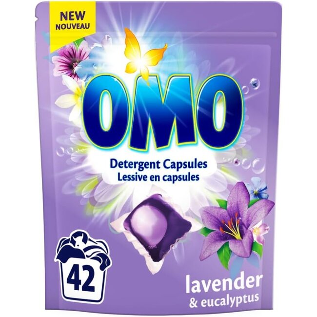 OMO Wascapsules Lavendel & Eucalyptus 42 Capsules – Geconcentreerde Wasmiddel Capsules met Langdurige Frisheid en Krachtige Vlekverwijdering