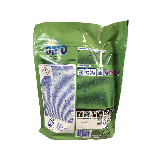 OMO Capsules de Lessive Orchidée Blanche et Menthe 42 Capsules – Nettoyage Puissant et Parfum Frais