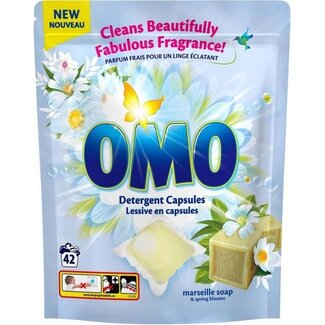OMO Omo Cápsulas de Detergente Jabón de Marsella 42 Lavados 840 g – Limpieza Potente