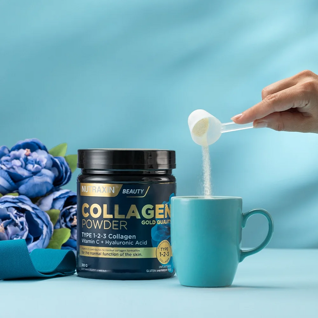 Nutraxin   Collagen Gold Quality 60 Saşe 10.000 mg Tip 1 & Tip 3 Hidrolize Kolajen – Hyalüronik Asit, Vitamin C, Çinko İçeren Ananas Aromalı Avantajlı Çanta Set