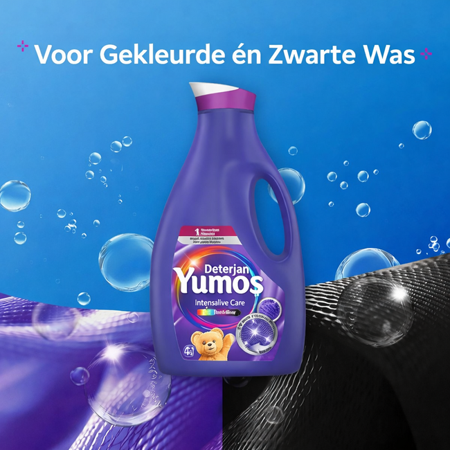 Yumos Flüssigwaschmittel Intensive Care 1690 ml – Flüssigwaschmittel für alle Farben – 28 Waschladungen – Farbpflege & Textilschutz