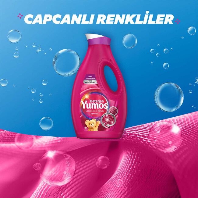 Yumos Sıvı Bakım Deterjanı Renkli 1690 ml – Renkli Çamaşırlar İçin Sıvı Çamaşır Deterjanı – 28 Yıkama – Renk Koruma ve Kumaş Bakımı