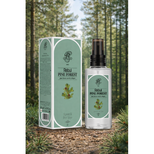 Rebul Pine Forest Eau de Cologne 125 ml Botella Spray PET – Esencia Natural de Pino con Toques Frutales y Fondo Amaderado – 80° Alcohol – Certificación Cruelty Free