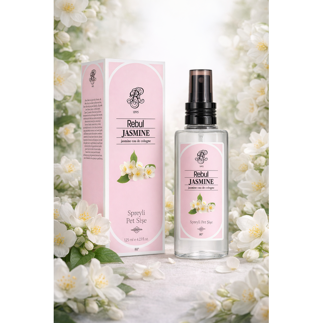 Rebul Jasmine Eau de Cologne 125 ml Botella Spray PET – Notas Puras de Jazmín – Aroma Floral Ligero y Duradero – 80° Alcohol – Certificación Cruelty Free