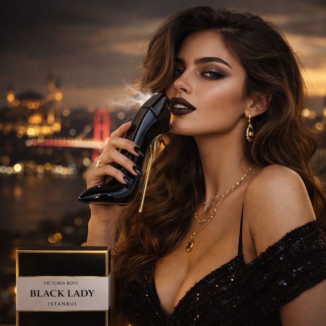 Victoria Roys Black Lady Istanbul Women’s Perfume 80 ML | Elegant Jasmine and Cocoa Touch | With Tonka, Almond and Coffee Notes | Feminine and Warm Fragrance for Daily and Special Use