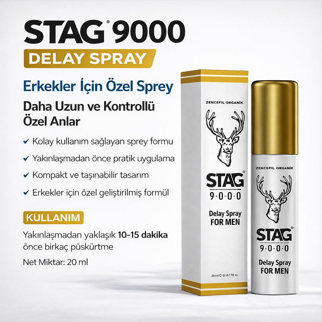 Stag 9000  Spray 20 ml and Koca Yusuf Macun 300 g – Special Men’s Set for a Longer and Stronger Experience in Bed