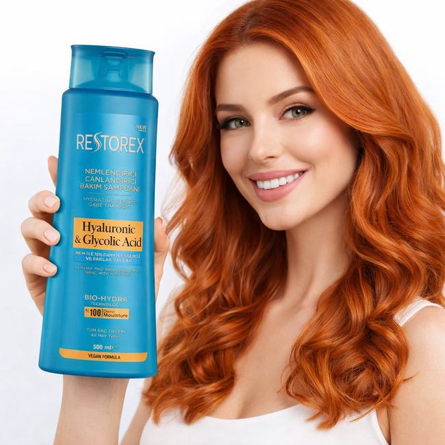 Restorex Champú Ácido Hialurónico y Ácido Glicólico 500 ml – Champú Hidratante y Purificante con Ácido Hialurónico y Ácido Glicólico