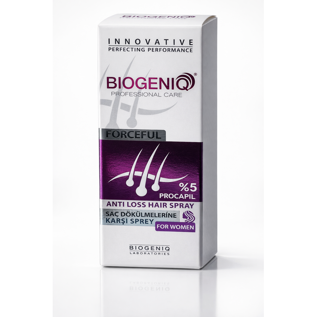 Biogeniq Forceful Spray Anti-Chute de Cheveux 5% Procapil pour Femmes 60 ml – Soin Capillaire Fortifiant