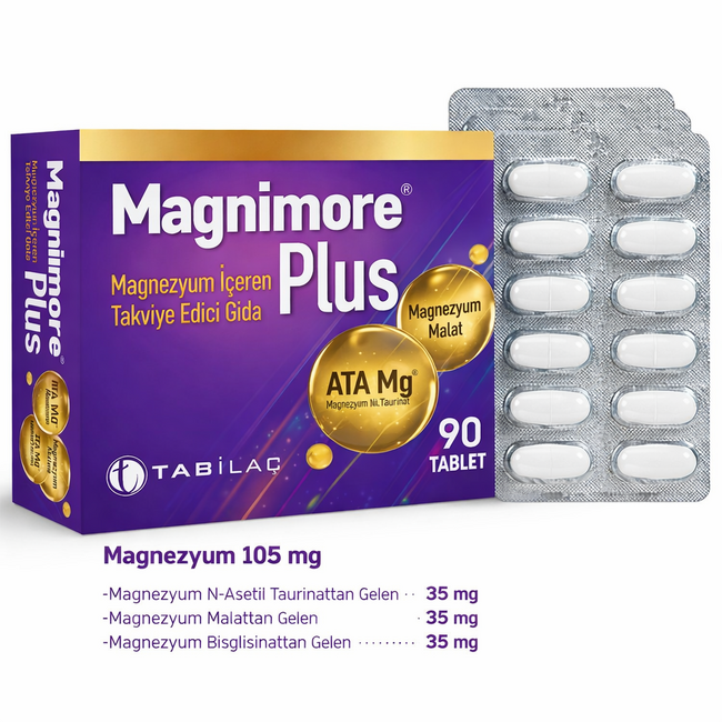 TAB ILAC Magnimore Plus Magnesio 90 Tabletas – Complejo ATA Mg® con Magnesio Bisglicinato y Magnesio Malato – Apoyo para energía, músculos y sistema nervioso