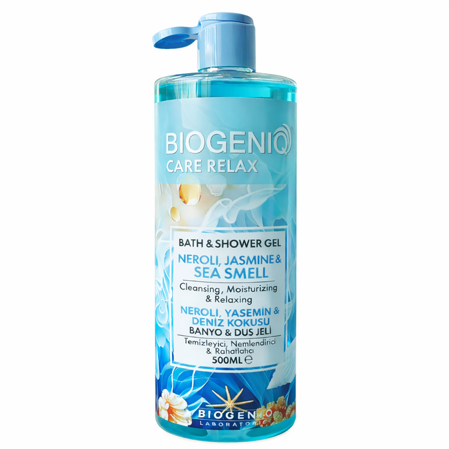 Biogeniq Care Relax Neroli, Yasemin & Deniz Tuzu Kokulu Banyo ve Duş Jeli 500 ml– Temizleyici, Nemlendirici ve Rahatlatıcı Duş Jeli