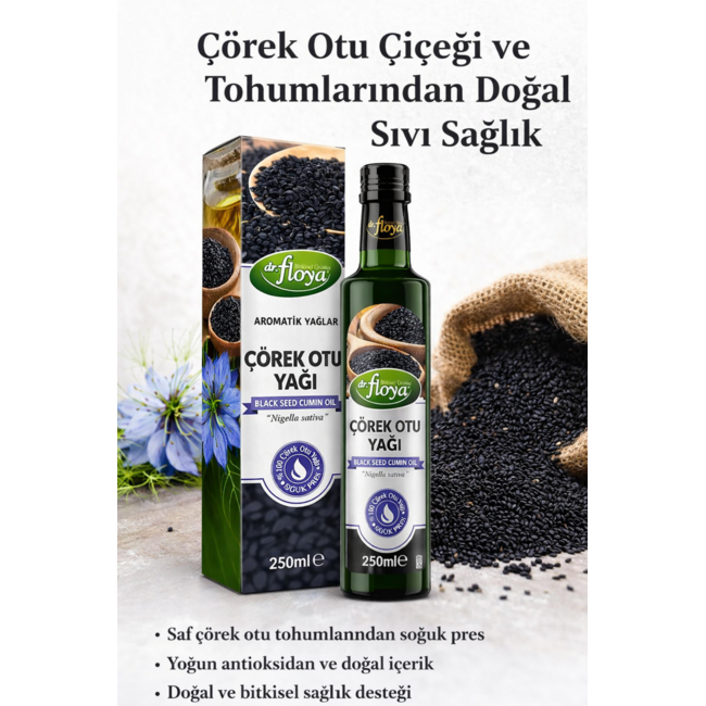 DR. Floya Kaltgepresstes Schwarzkümmelöl 250 ml – 100% Reines Nigella Sativa Öl