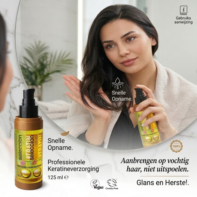 Seleccion Naturel Keratin Hair Care Serum 125 ml – Repairing Keratin Hair Serum for Smooth, Shiny and Strong Hair