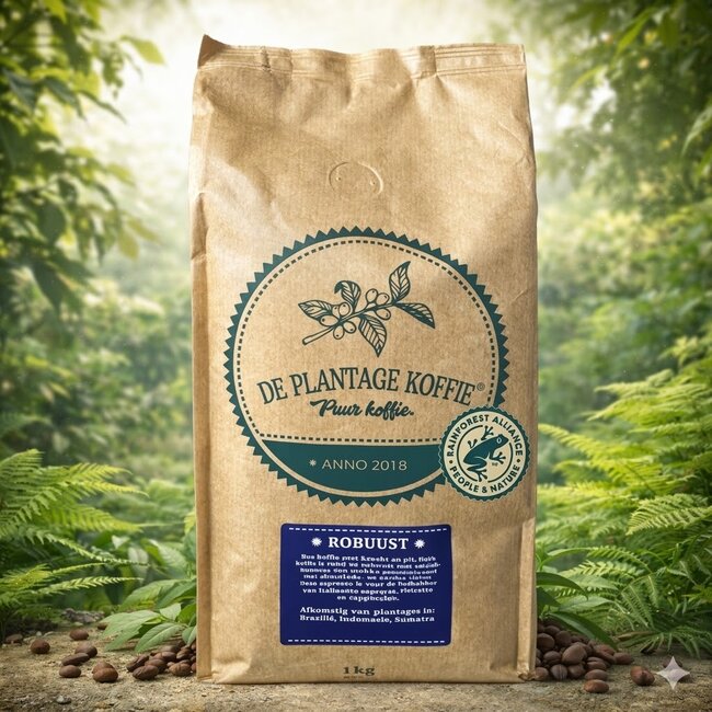 DP Koffie De Plantage Rainforest Alliance Espresso Bonen 1 kg – Krachtige Italiaanse Espresso Koffiebonen voor Espresso, Cappuccino & Ristretto