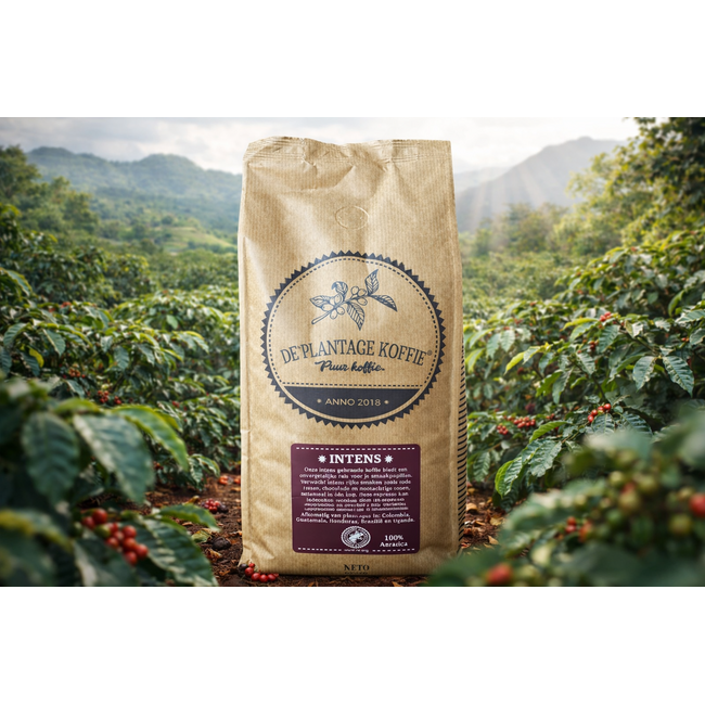 DP Koffie De Plantage Espresso Kahve Çekirdeği Intens 1 kg – %100 Arabica Premium Kahve Çekirdekleri, Kırmızı Meyve, Çikolata ve Fındıksı Aroma Notaları – Espresso, Cappuccino ve Latte İçin İdeal