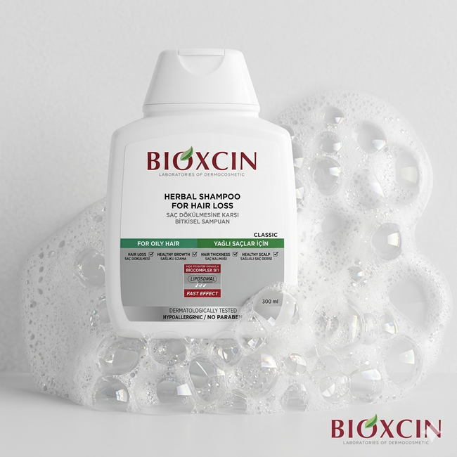 Bioxcin Klasik Dökülme Karşıtı Şampuan Yağlı Saçlar İçin 300 ml – Biocomplex B11 İçeren Bitkisel Saç Bakım Şampuanı