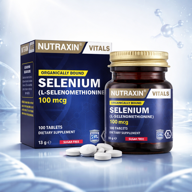 Nutraxin   Selenium 100 mcg 100 Tablets – L-Selenomethionine – Supports Immune System, Thyroid Function and Antioxidant Protection