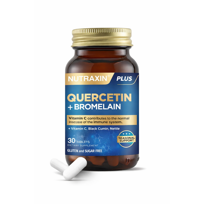 Nutraxin   Quercetin + Bromelain 60 Tablets – With Quercetin, Bromelain, Vitamin C, Black Seed & Nettle Extract