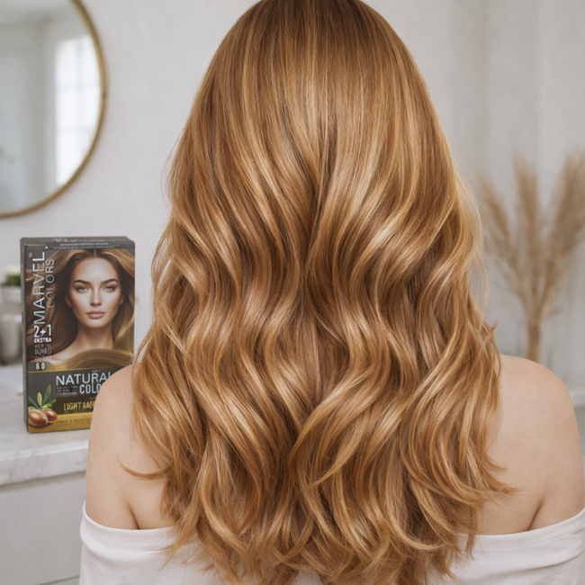 Marvel   Natural Colors 8.0 Light Auburn Licht Kastanjebruin Haarverf 2+1 Set – Voedende Permanente Crèmekleuring met Arganolie en Olijfolie, Intense Kleur, 100% Grijsdekking en Glanzend Resultaat