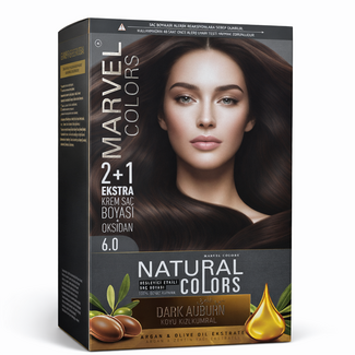 Marvel   Marvel Colors 6.0 Dark Brown Hair Dye – Permanent Cream Hair Color with Argan & Olive Oil 2+1 Set