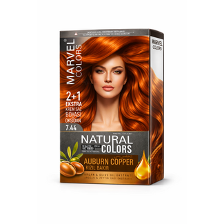 Marvel   Marvel Colors 7.44 Auburn Copper Tinte para el Cabello – Con Aceite de Argán y Oliva, Tono Cobrizo Intenso