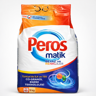 Peros Peros Matik White and Colors 9 kg – Laundry Detergent with Co-Granule Enzyme Technology | Deep Cleaning and Color Protection