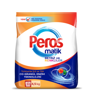 Peros Peros Matik Lessive Blanc et Couleurs 1,5 kg – Détergent avec Technologie Enzymatique Co-Granulée
