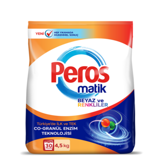Peros Peros Matik Waspoeder Wit en Kleur 1.5 kg – Wasmiddel met Co-Granule Enzymtechnologie