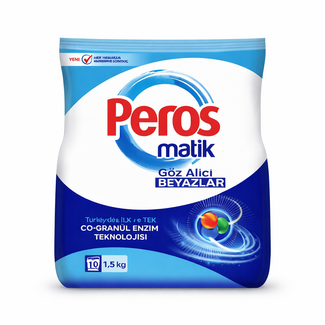 Peros Peros Matik Waschpulver Strahlend Weiß 1,5 kg – Waschmittel für Weiße Wäsche