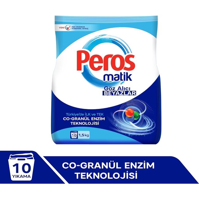 Peros Detergente Blanco Brillante 1,5 kg – Detergente para Ropa Blanca | Limpieza Profunda y Blancura Intensa